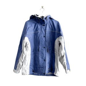 Wetskins Men's Waterproof Colorblock Hooded Rain Jacket Blue White XL